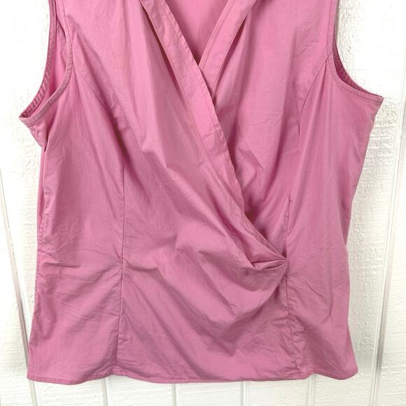Talbots Women Sleeveless Wrap Blouse Top Pink Summer Preppy Office Size 12P - Picture 3 of 6